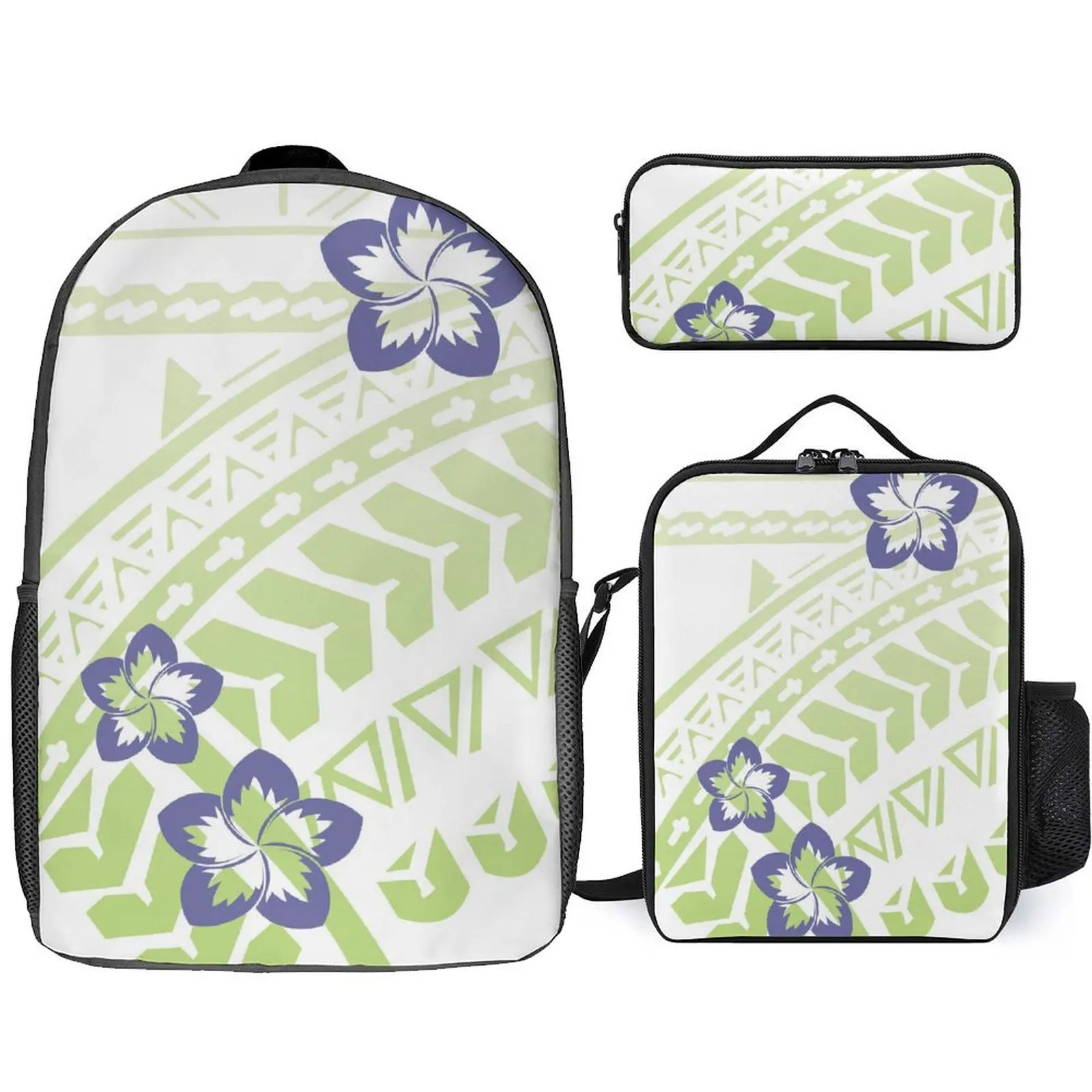 

Samoa Island Lunch Bag Custom Fashionable Flower Bag Large-Capacity Student Schoolbag Polynesian Schoolbag Portable Pen Case Set