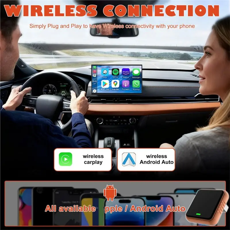 Carplay Smart Box 2In1 Wireless Android Auto/Carplay Adapter USB Dongle Wired Connection Wireless Carplay Support