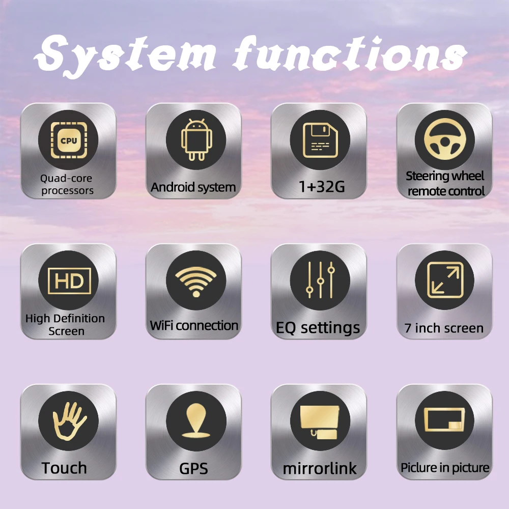 

2 Din 7" Android Car Multimedia Player GPS WiFi Bluetooth touch control Fiat 500