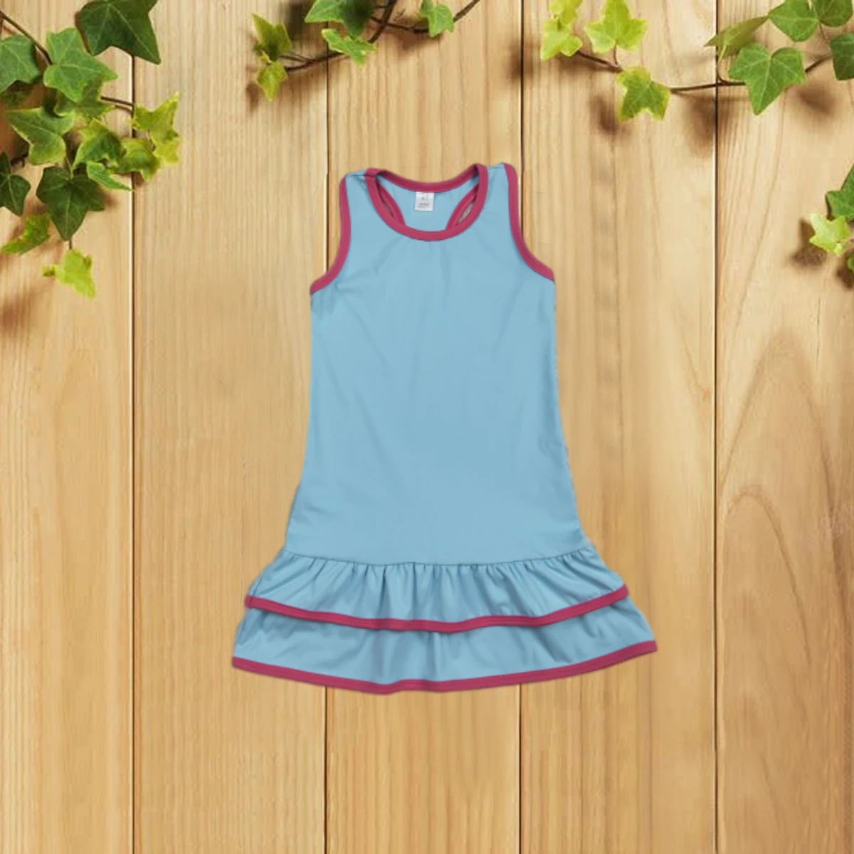 

8.15 Summer Pure Color Light Blue Yoga Sleeveless Dress for Girls Simple Casual Girls' Dress in Light Blue for All Seasons
