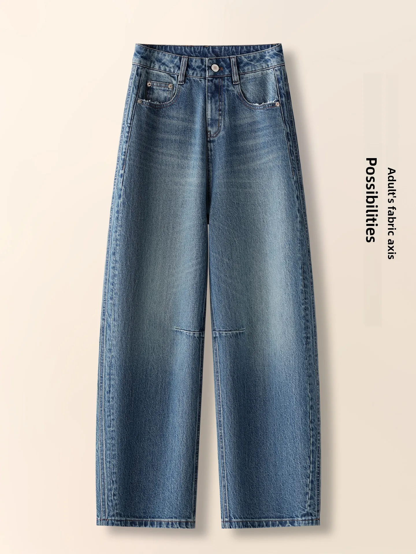 

Retro Knife High Waist Wide Leg Straight Cut Jeans Women's Spring Autumn New Style Slimming Loose Fit Casual Denim Pants