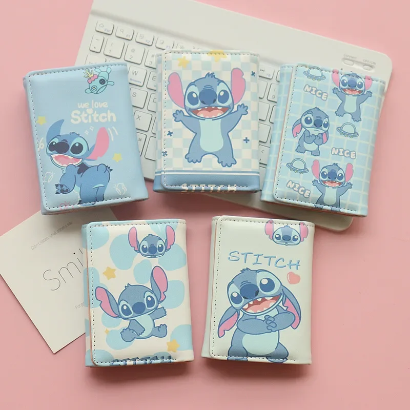 Disney Stitch Short Wallet Cartoon Fashion Trifold Wallet for Women Girls Anime Print Coin Purse Cute Multi-card Slot Kids Gifts