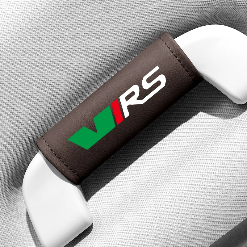 1PC Leather Car Roof Armrest Pull Gloves Door Handle Protection Cover For Skoda VRS Kamiq Kodiaq Karoq RS Fabia