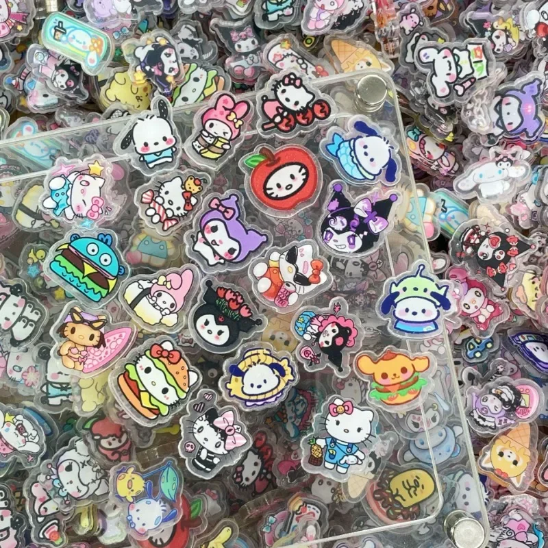 2/4cm Sanrio Acrylic Series Melody Kurom Hello Kitty Pochacco Anime DIY Ornaments Accessory Keychain PP Clip Patch Pendant