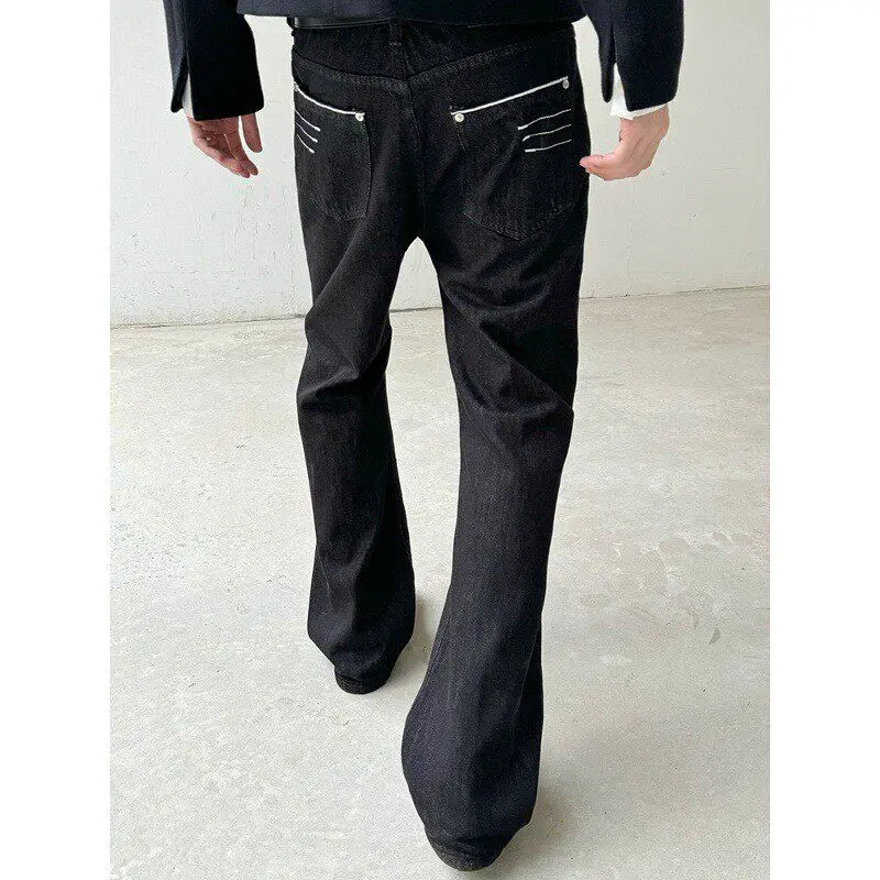 

Original Cow YKK Zipper Four Thread Narrow Embroidery High Rise Commuter Jeans Flared Casual Straight Leg Retro Style Jeans