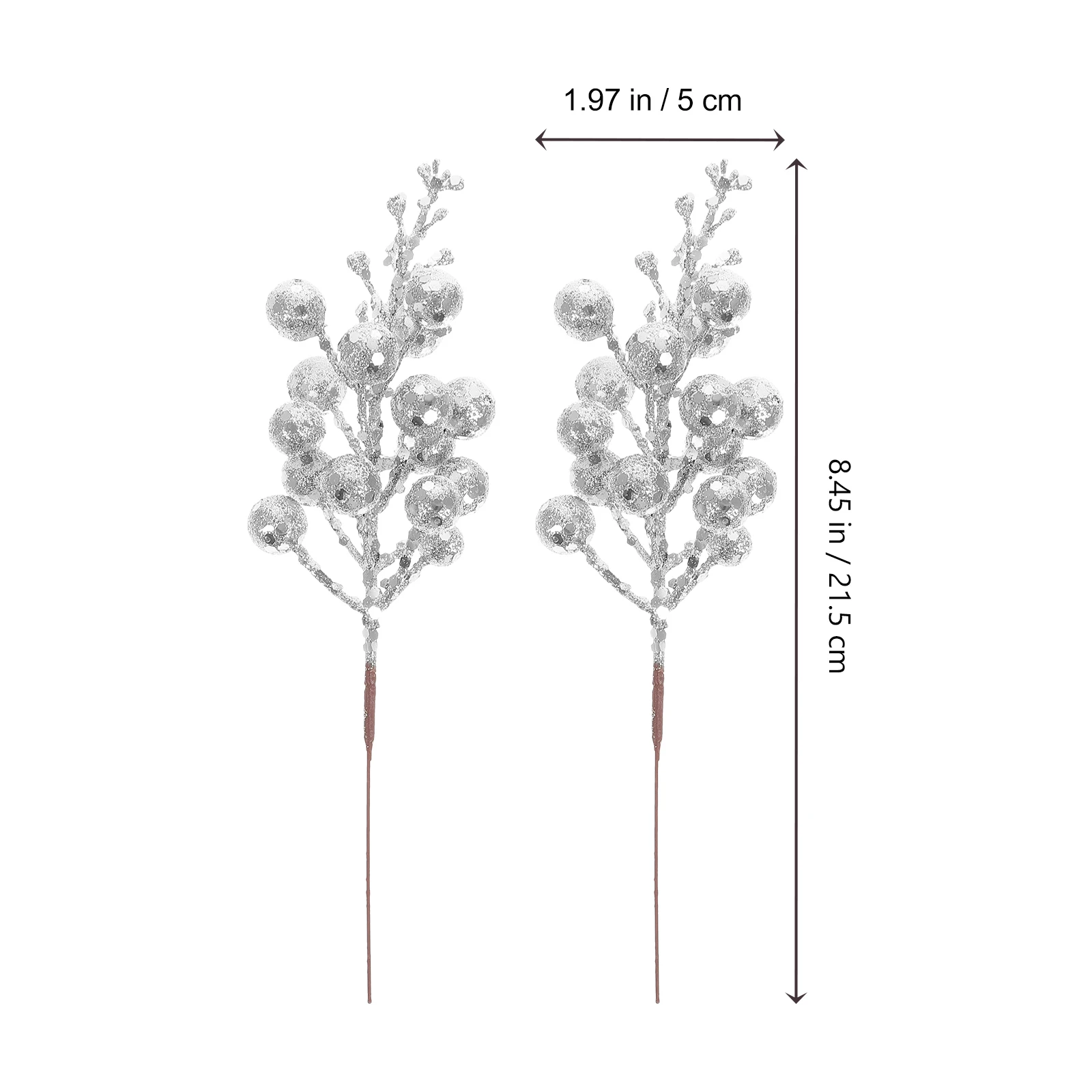 

10Pcs Christmas Decoration Artificial Berry Stems Fake Glitter Berry Branch 19x5x5cm Christmas Tree Wreath Decoration