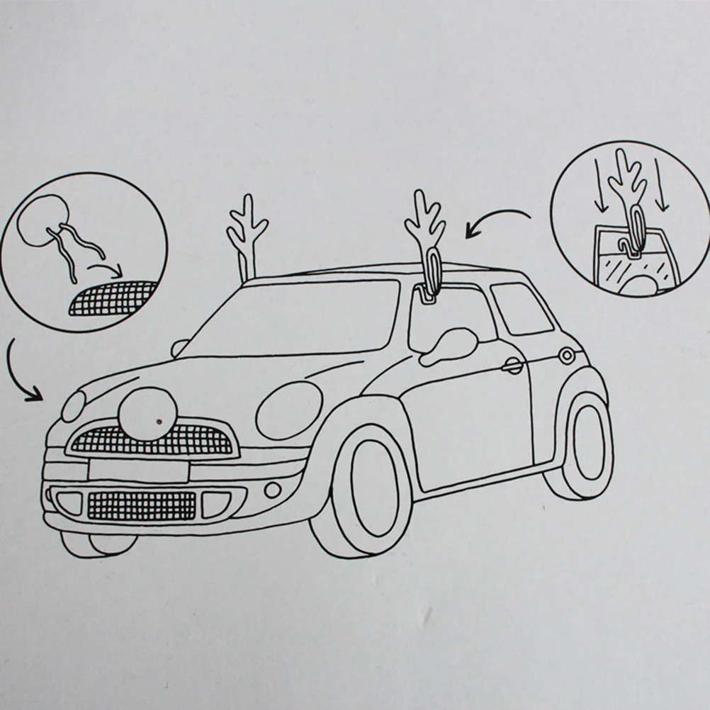 مجموعة تزيين قرون السيارة الاحتفالية والأنف، مادة مقاومة للاهتراء، تثبيت بسيط على مصد النوافذ، فكرة هدية رائعة #5