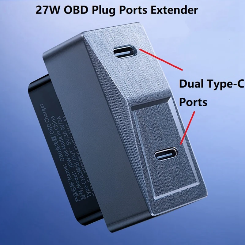 For Tesla Model 3 Highland 2024 Spare Parts  OBD Adapter Fast Charging 27W Plug And Play USB-C Dual Ports