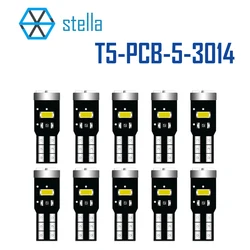 Stella 10pcs LED T5 Bulb W3W W1.2W 74 286 Canbus Car Signal Light Dashboard Warning Indicator 5*3014SMD 6000k White Light 12V