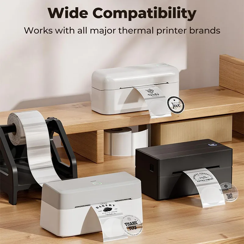 Transparent Round Rectangle Thermal Label Roll Adhesive Sticker Paper Durable Printable Thanks Card Price Barcode Tag  M110 M220