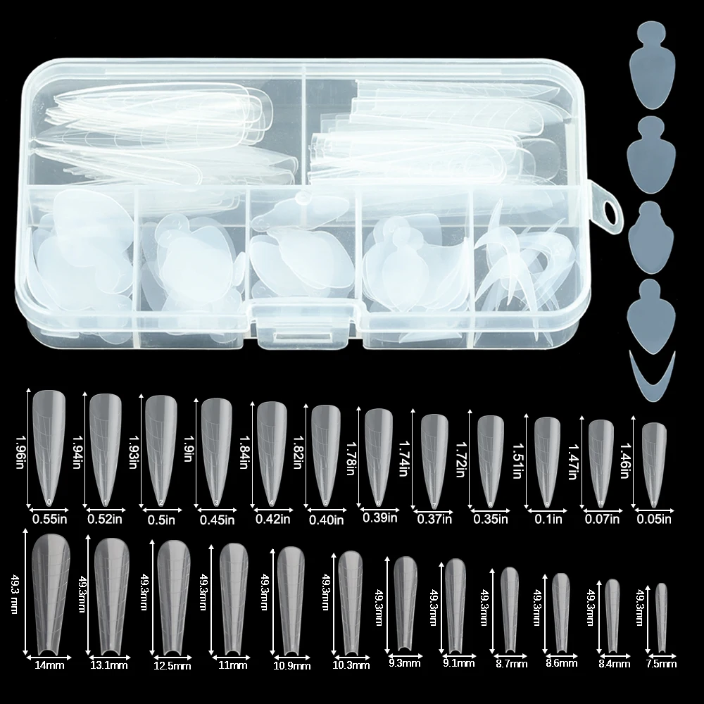 36/60/96/108pcs strumento per unghie forme francesi adesivi in Silicone riutilizzabili sistema di stampi per unghie imballato in scatola per decalcomanie strumenti per Manicure in Gel per unghie