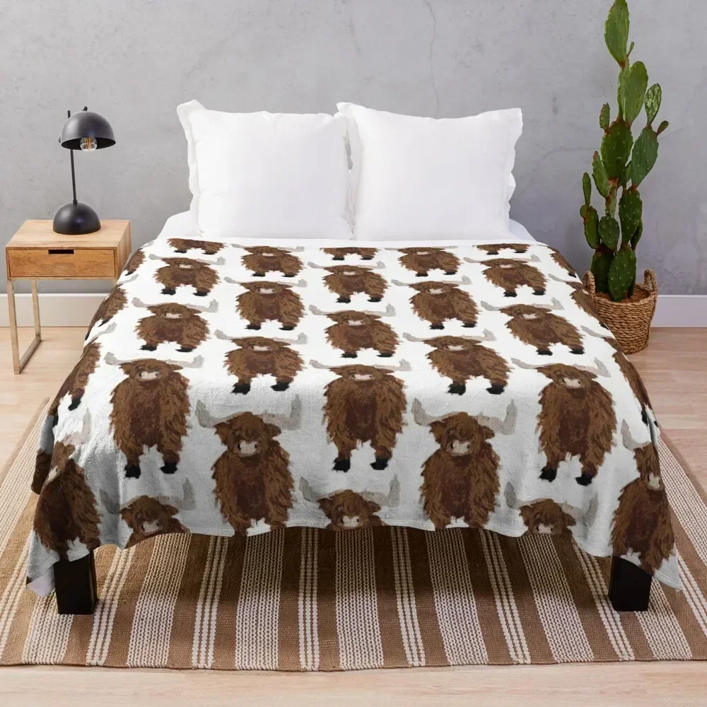 Highland Cow Throw Blanket Stylish Couch Blanket for Home Living Room