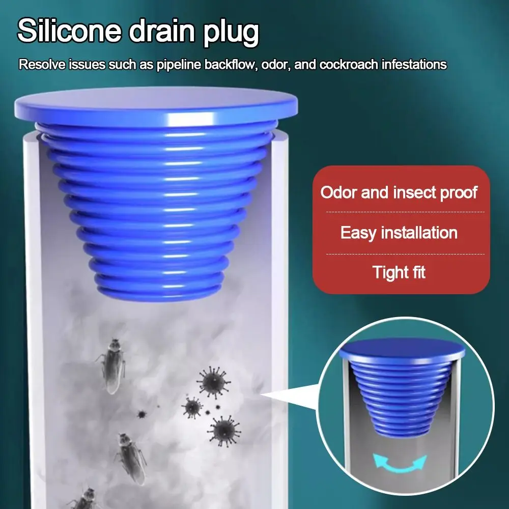 Silicone Sewer Pipe Sealing Ring Anti Odor Conical Shape Floor Drain Stopper Replacement Stopper Anti-clogging Water Pipe Plug