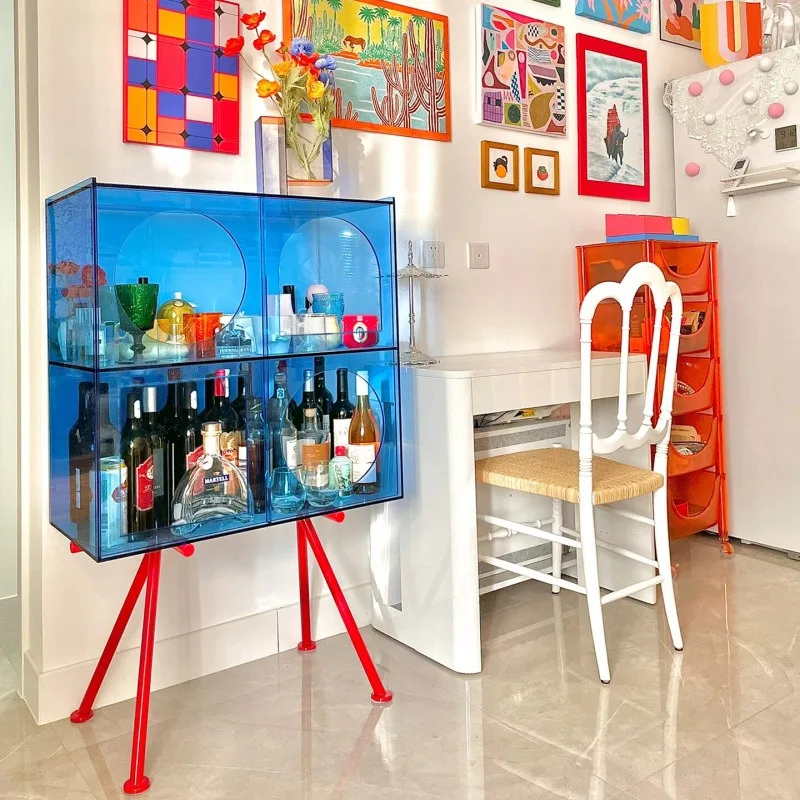 entrance cabinet, small apartment acrylic tea cabinet, modern simple living room storage cabinet, light luxury wine cabinet