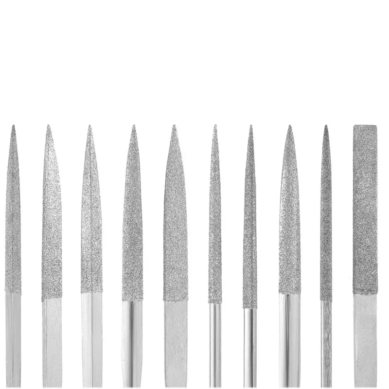 10Pcs Diamond Needle File Set Mini Needle File Kit For Stone Glass Metal Carving Craft Hand Tools Needle File Set 3x140mm