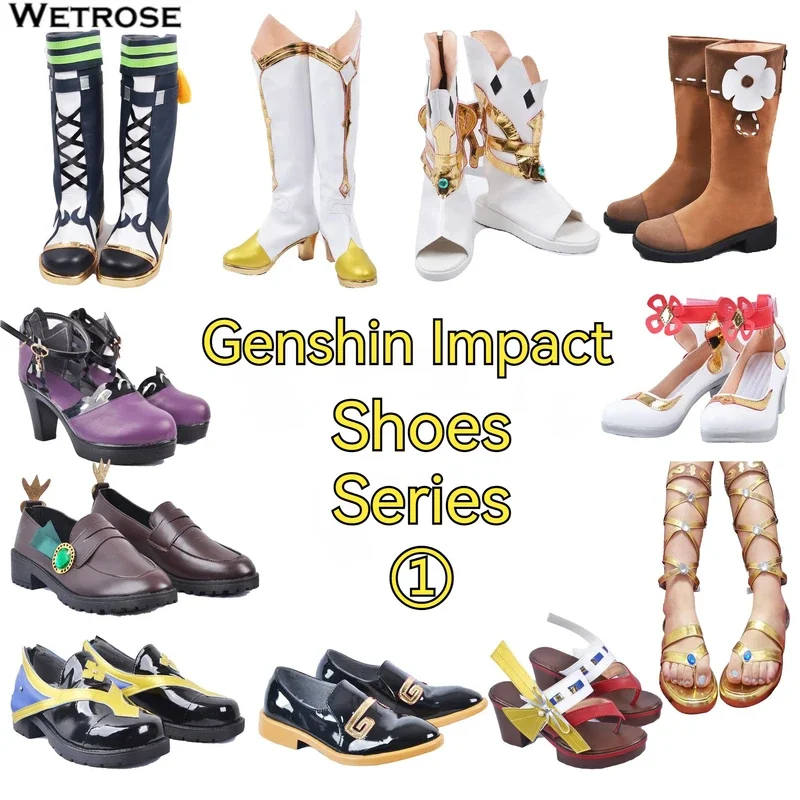 【Wetrose】In Stock Genshin Impact Twenty Keqing Raiden Shogun Tartaglia Fischl Nahida Nilou Hutao Childe Cosplay Shoes Heels Boot