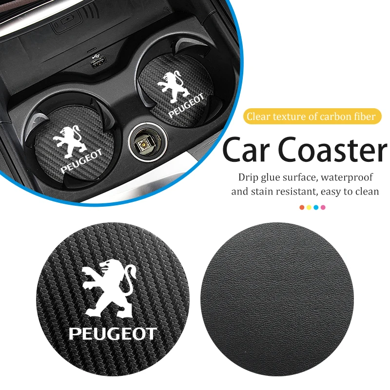 2 pièces dessous de verre de voiture tasse d'eau porte-bouteille tapis anti-dérapant pour Peugeot 407 508 2008 5008 307 308 3008 206 207 208 107 106