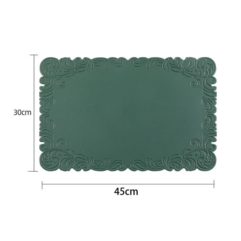 Embossed Lace PU Leather Placemat Home Restaurant Oil Resistant Heat-resistant Coffee Tea Dining Table Decorative Mat Coaster