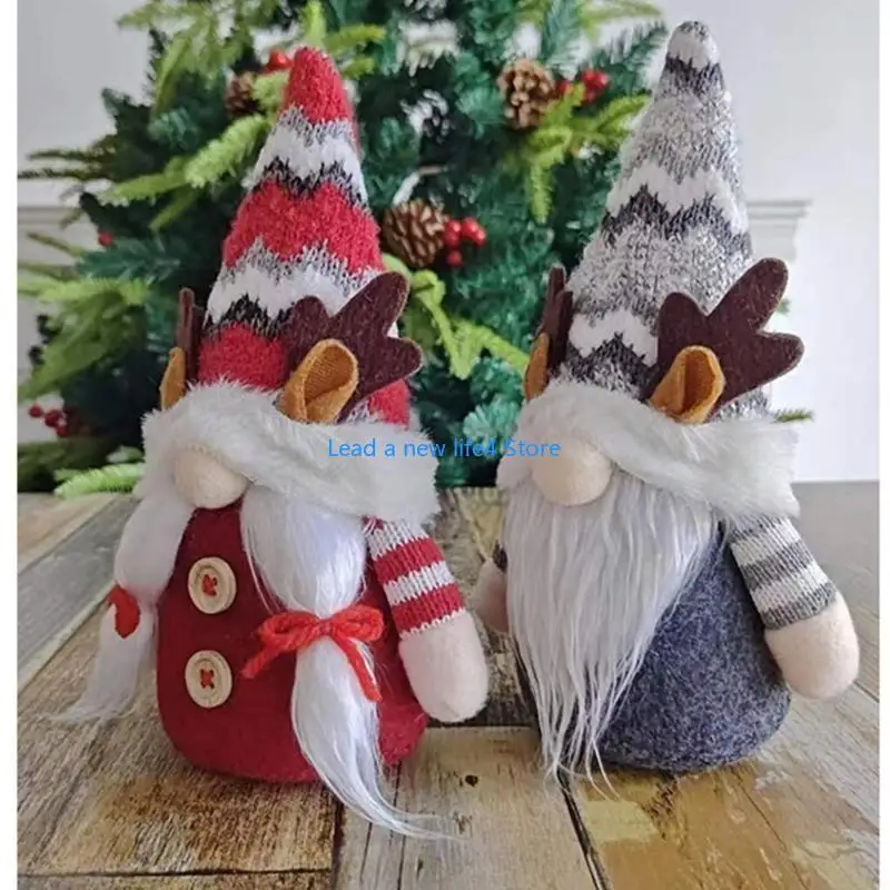 Y55E Festliche Rentier -Geweihhut gesichtsloser Plüschspielzeugdekoration für die Weihnachtsfeier