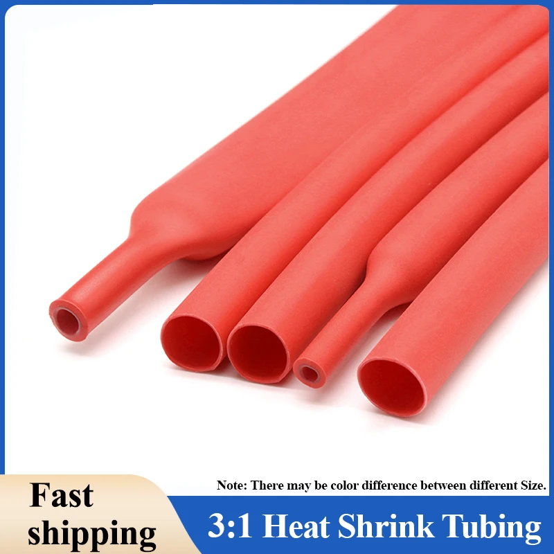 Red 3:1 Heat Shrink Tube With Glue Double Wall 1.6/2.4/3.2/4/6.4/7.9/9.5/12.7/15.4/19.1/25.4/30/39 mm Heat-shrinkable Sheath DIY