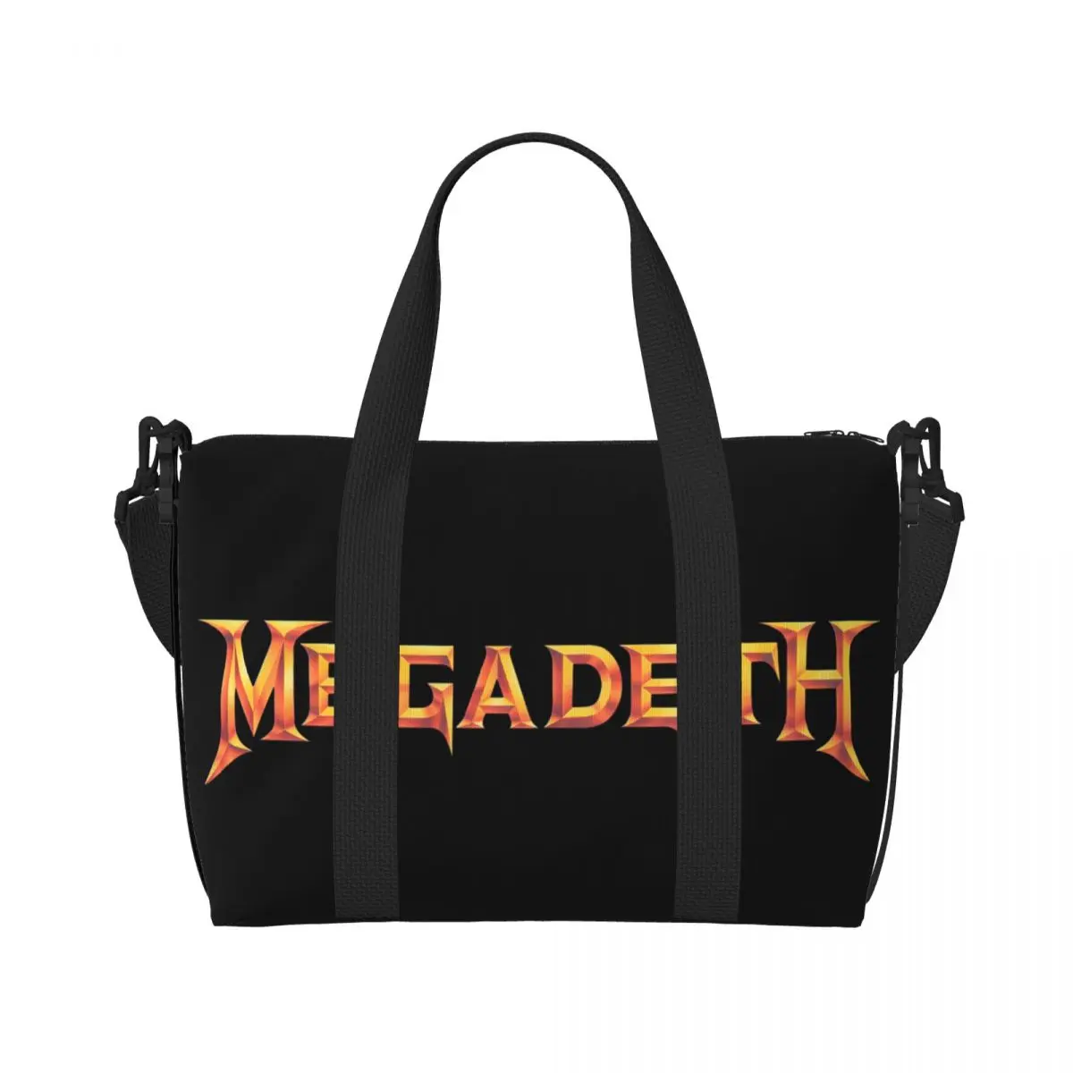 Custom Heavy Metal Rock Roll Music Megadeths Print Tote Bag Women Large Capacity Beach Gym Shoulder Travel Bag