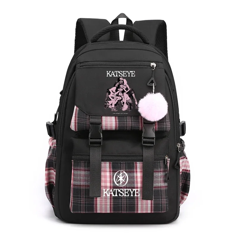 Girl Group Katseye Merch Backpack Fashion Nylon School Backpack for Girls Primary Student Bookbag Women Travel Rucksack Mochila