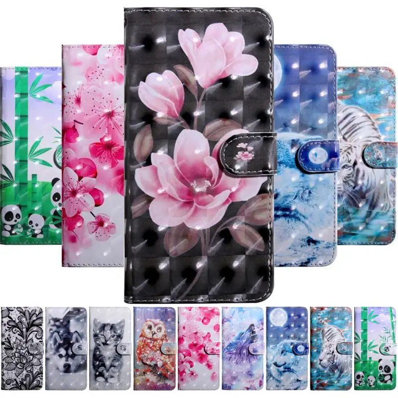 

Pop Cute Flower Cat Dog Flip Phone Case For Xiaomi Redmi 7A 8 8A 9 9A Note 7 8 9 Pro 9T 8T 7S Wallet Leather Cover D29G