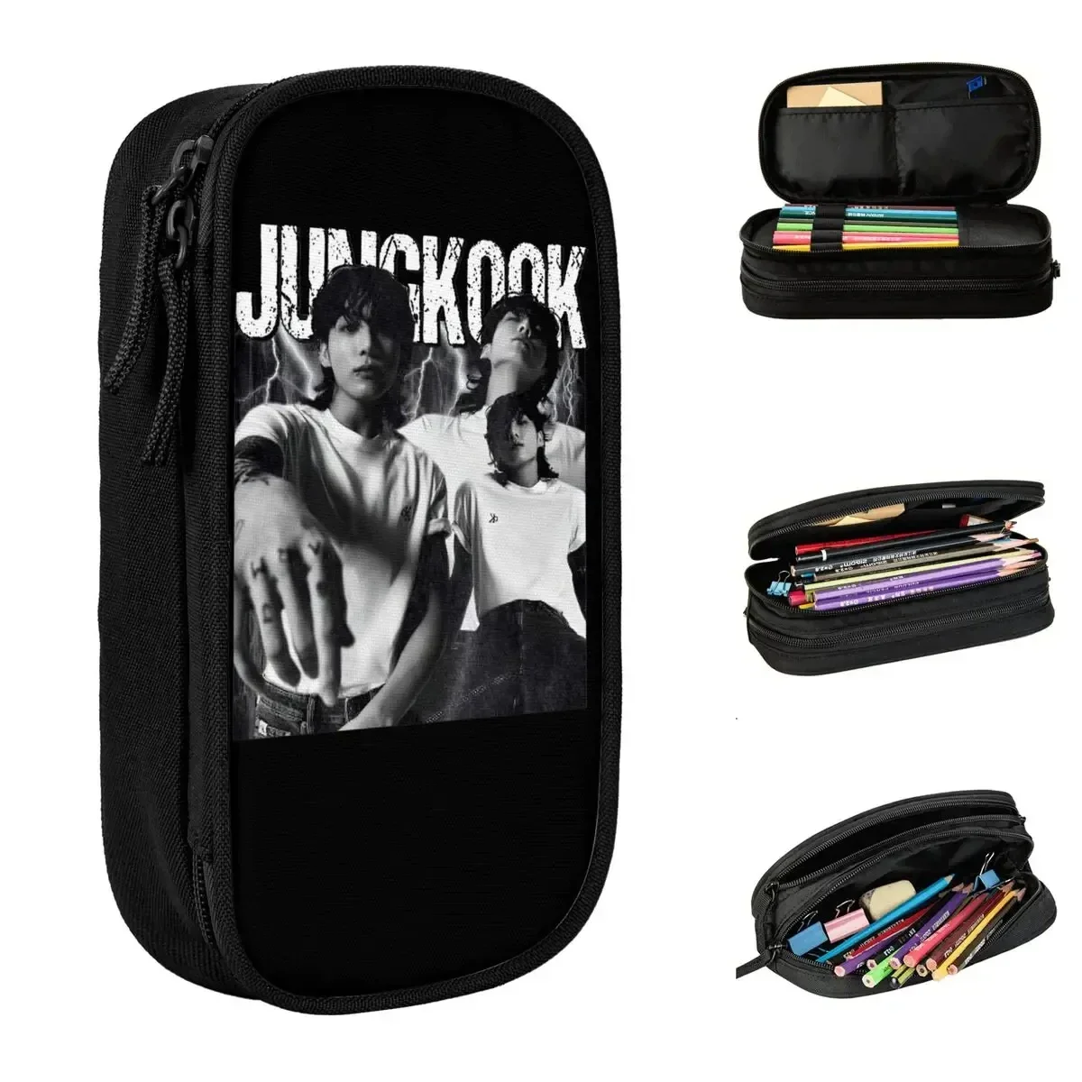 

JungKook Kpop Singer Accessories Pencil Case Large Capacity For School Pencil Case Stat for Teens Girls Adults Studenionery Gift