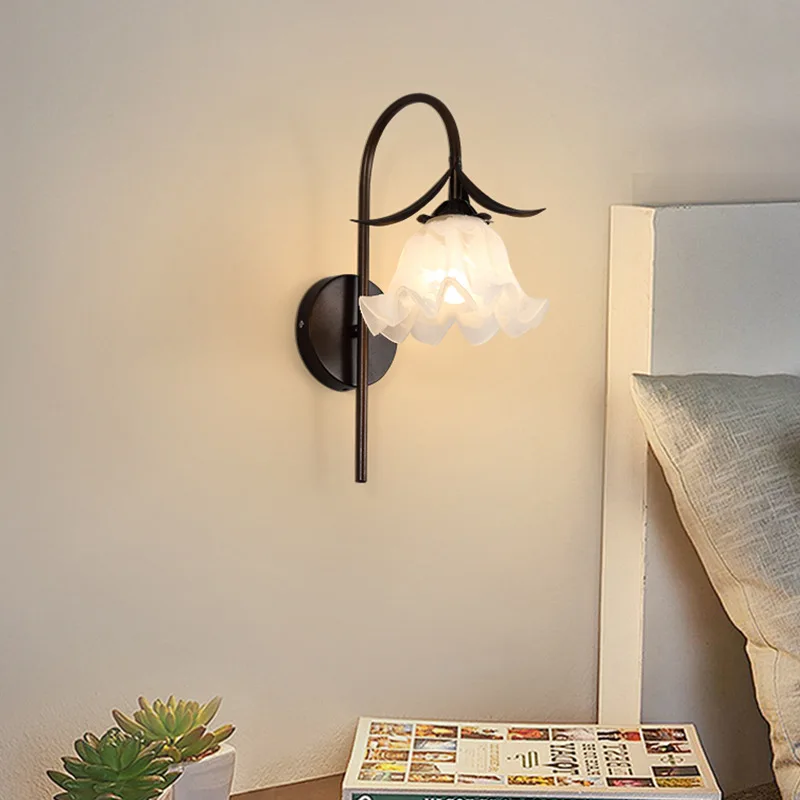 كريم الرياح الرنين السحلية الزجاج السرير مصابيح الحائط بسيطة ودافئة غرفة نوم دراسة غرفة المعيشة حائط الخلفية الشمعدانات مقهى تركيبات #1