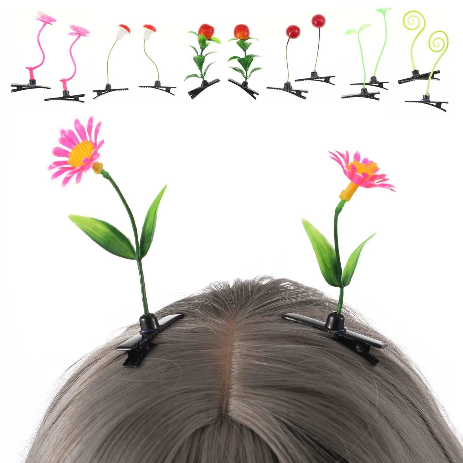 

28pcs Simulation Plant Hair Clips Mushroom Vegetable Flower Barrettes For Women Girls Kids Party Hair Accessories
