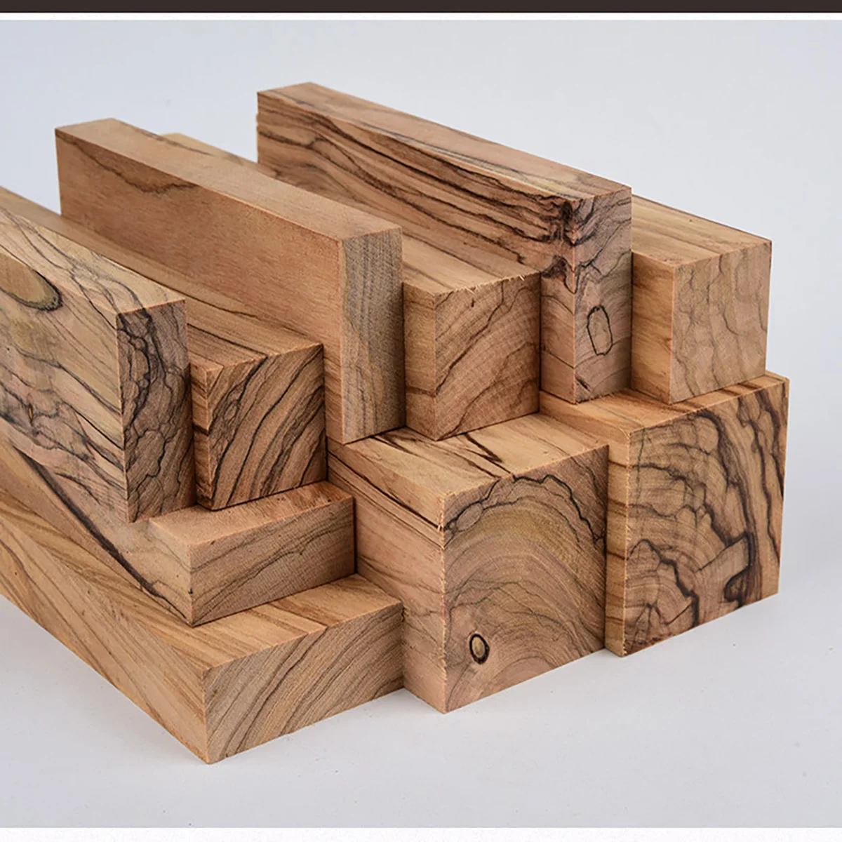 Olive Wood Block Solid Wood Carving Material DIY Handicraft Making Blank Natural Timber Craft Bar Tiger Grain