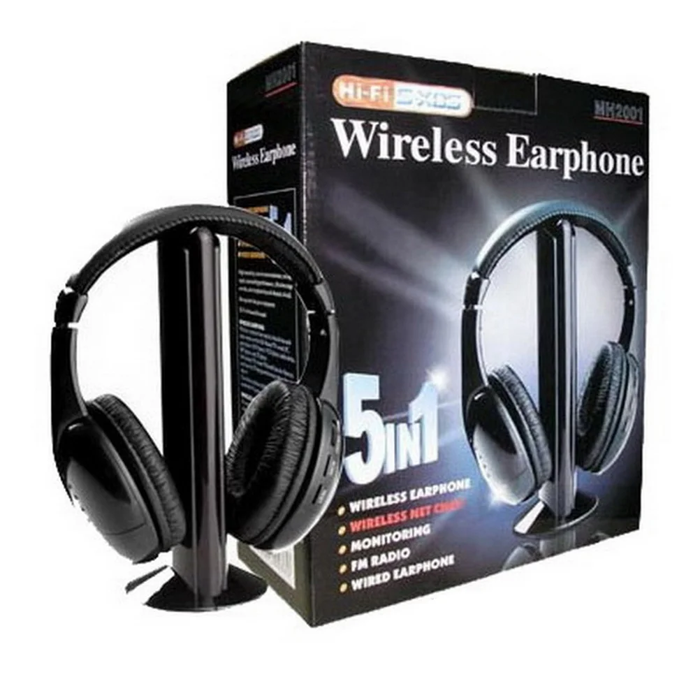 

Headphones Cordless Headset For Pc Headphone With Mic Fm Radio Monitoring Elder Care Audio Output Black