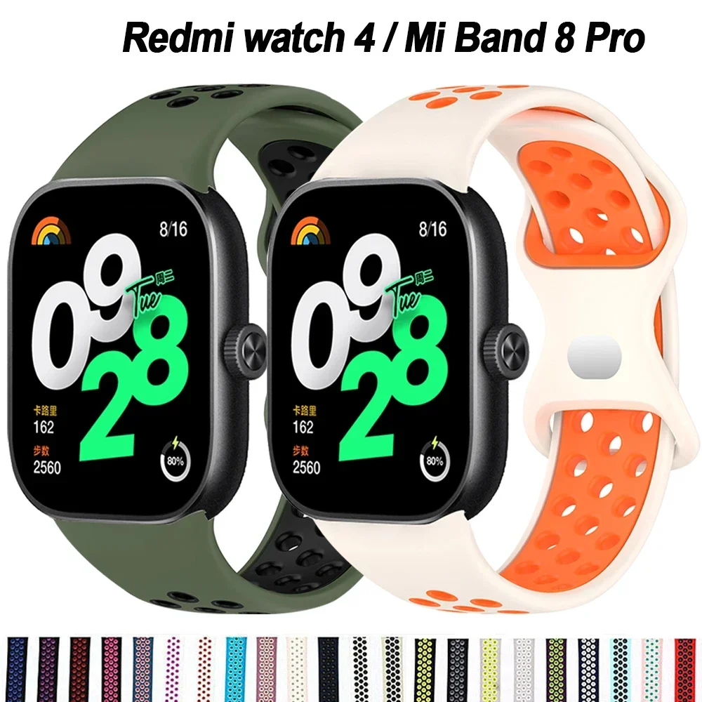 

Sport Silicone strap for Redmi Watch 4 Replacement Breathable watchband correa Bracelet for Xiaomi mi Band 8 Pro Belt