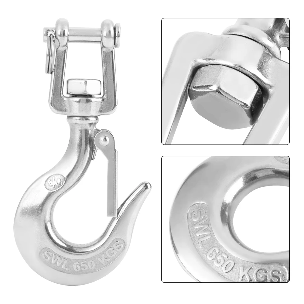 650kg/1000kg 304 Stainless Steel Swivel Lifting Hook with  Rigging Accessory Rigging Accessory Stainless Steel Lifting Hook