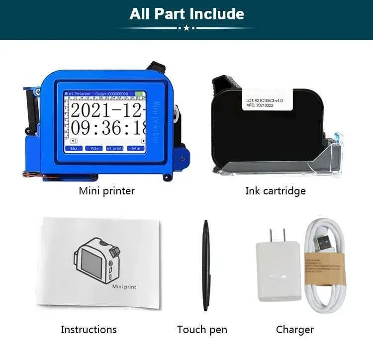 Mini Handheld Smart Date Printing Price Label Machine for Food Packaging Bags And Bottle Caps Digital Curved Surface Codex