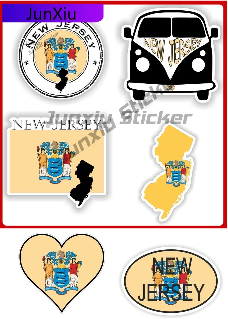 

New Jersey America Flag Vinyl Decals A Set Of Six Pieces Stickers Car Stickers Exterior Truck Camper Decals Electric Scooter Suv