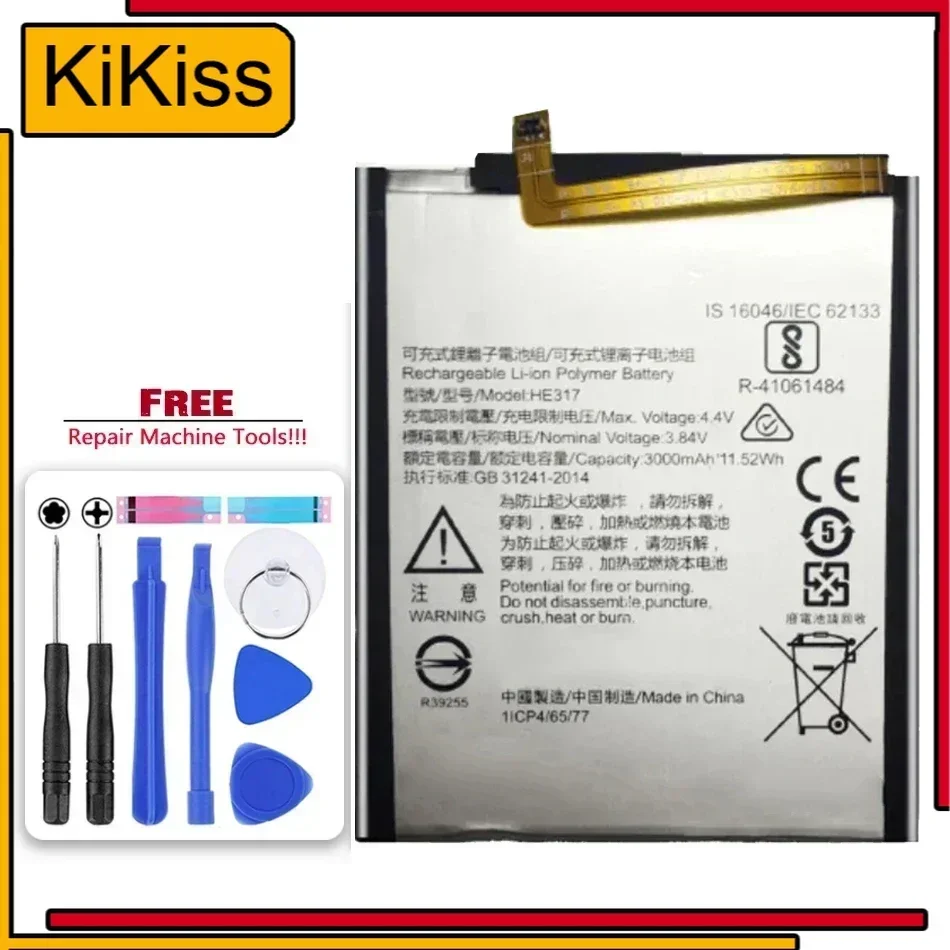 Mobile Phone Battery For Nokia 6 N6 TA-1000 TA-1003 TA-1021 TA-1025 TA-1033 TA-1039  Rechargeable HE317 3000mAh