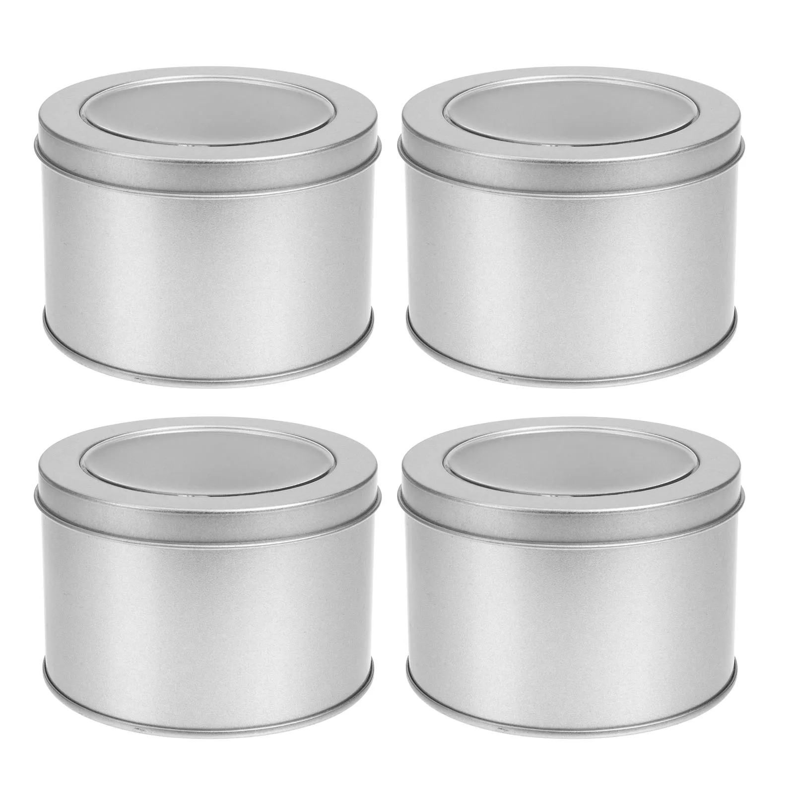 

4 pcs Cake Dessert Cans Decorative Tinplate Cases with Lids for Candies Gifts Jewels Storage Round Shape Clear Window Easy Open