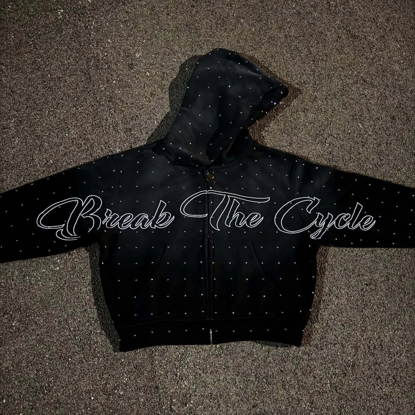 Autumn Winter New Hooded Sweatshirt Trendy Brand Fashion Personalized Street Couples Unisex Rhinestone Cardigan Clothing