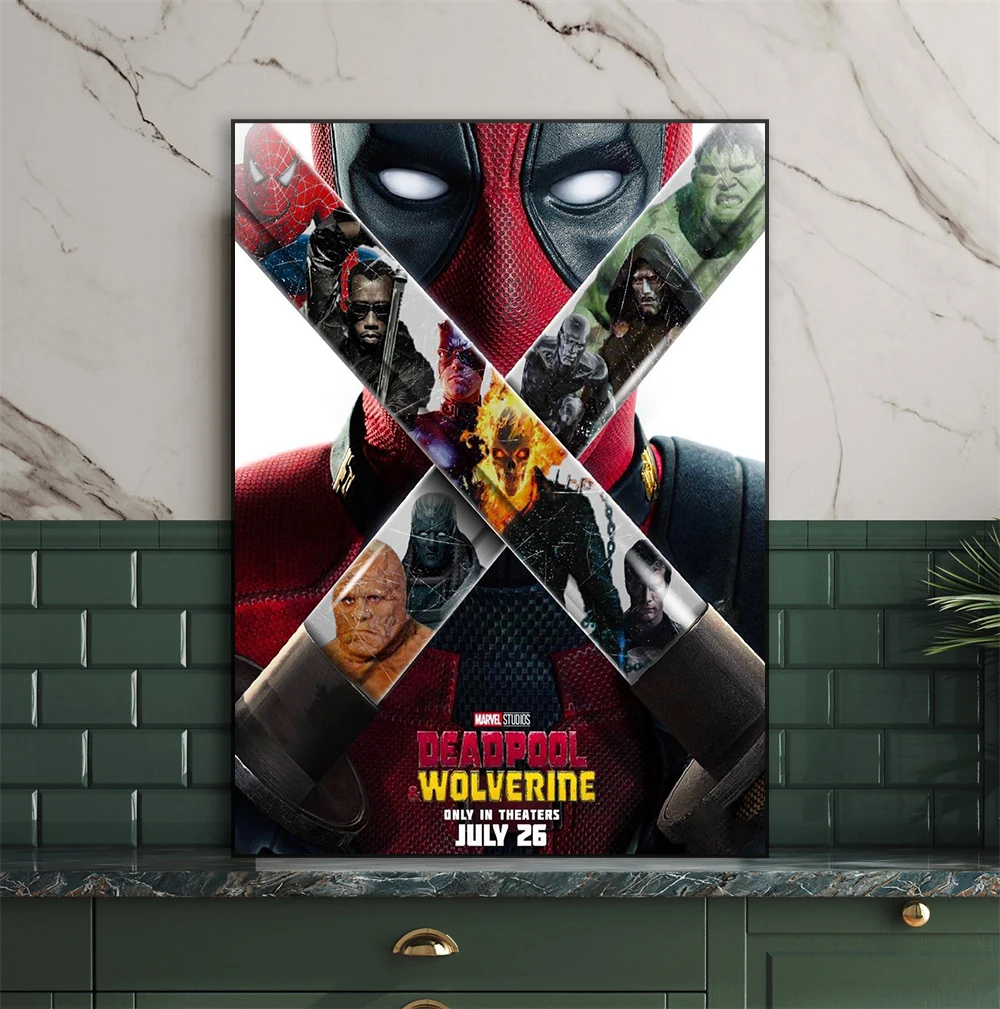 Funny Deadpool Wolverine Poster Disney Superhero Prints Hulk Spider Man Comics Movie Prints Modern Canvas Painting Bedroom Decor