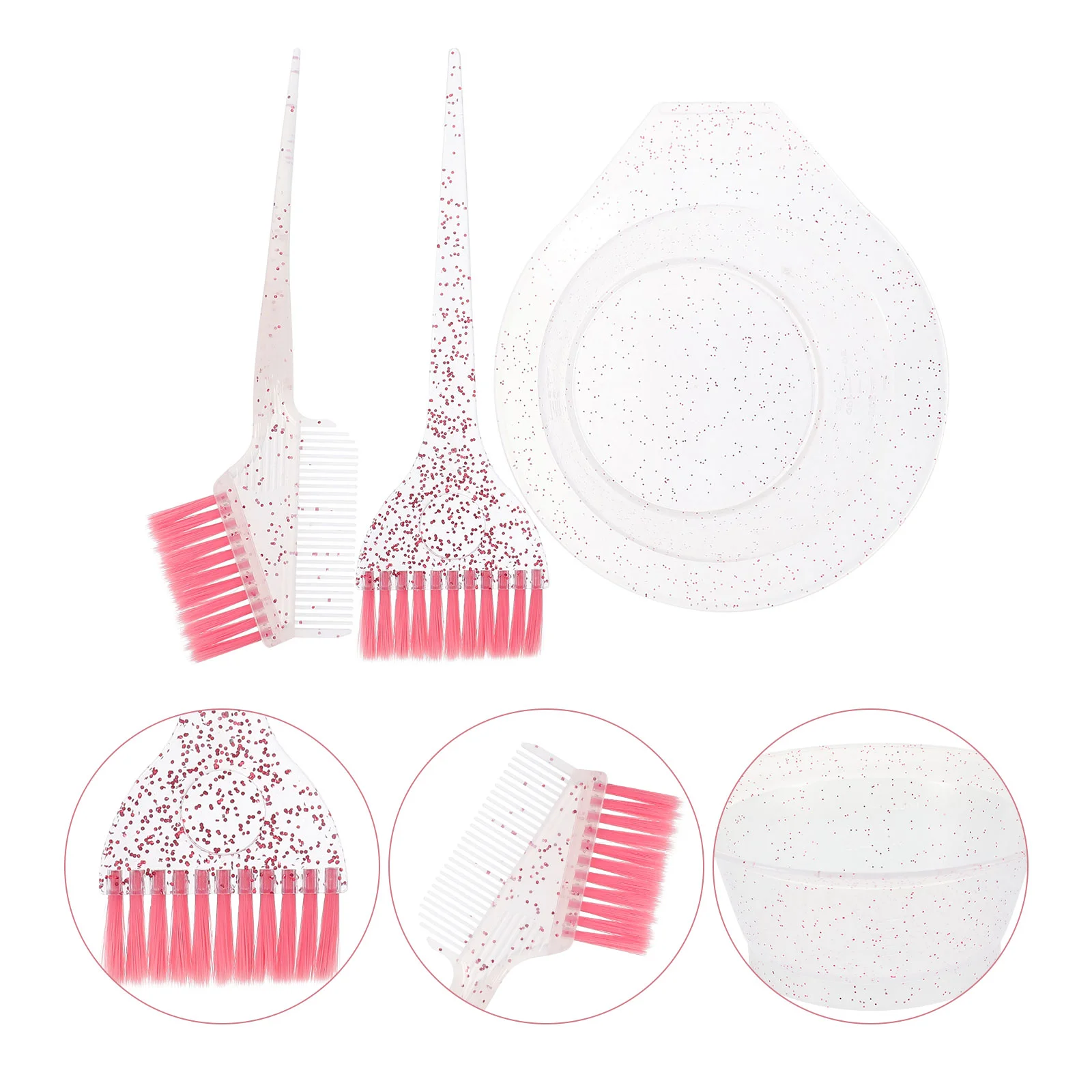 Hair Dye Baking Oil Bowl Three-piece Set Salon Dyeing and Brush Mask Coloring Pink Miss