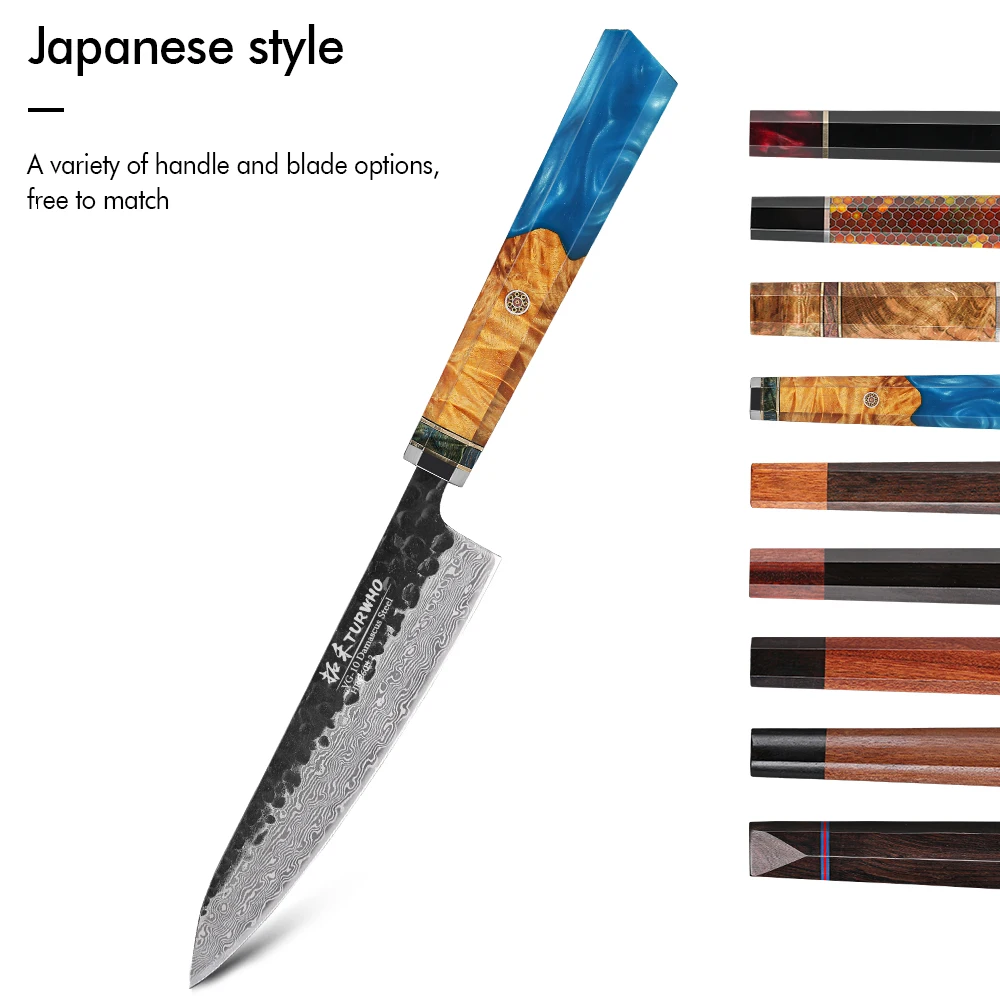 

TURWHO 5-inch 67 Layer Damascus Steel Chef Utility Knife Japan Hand Forged Fruit Peeling Cooking Blade Kitchen Knives DIY Handle