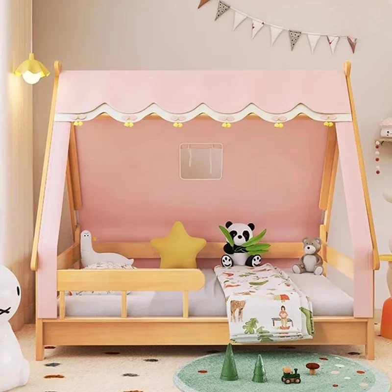 Low Loft Bed Toddler Furniture Children's Baby Walkers Wooden Boy Child Car Luxury Kids Handrail Safety Pink Comforters Berceau‌