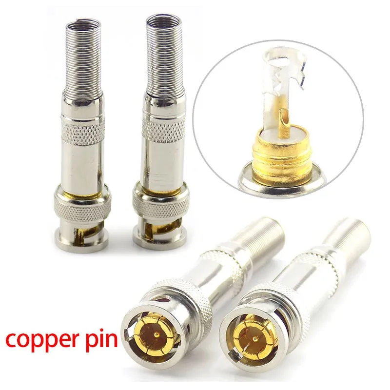 2/5/10pcs BNC Male Connector Solder Jack Copper Pin Coaxial Twist-on Adapter for CCTV Camera Surveillance Kit System D6