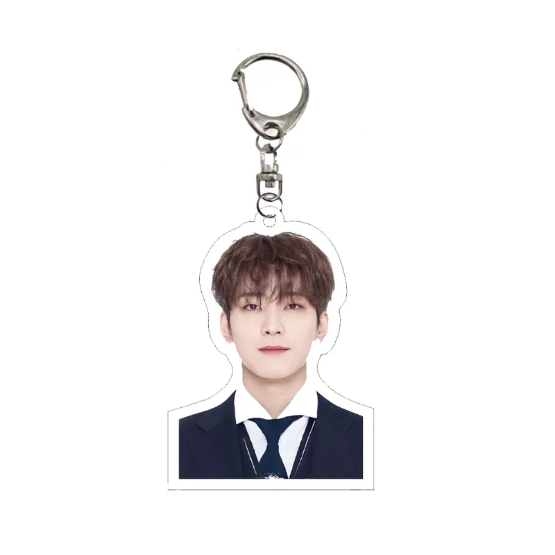 Kpop Idols Mingyu Jeonghan Keychain 6CM Character Printing Doule Sides Acrylic Pendant Bag Accessories Key Ring Wonwoo Fans Gift