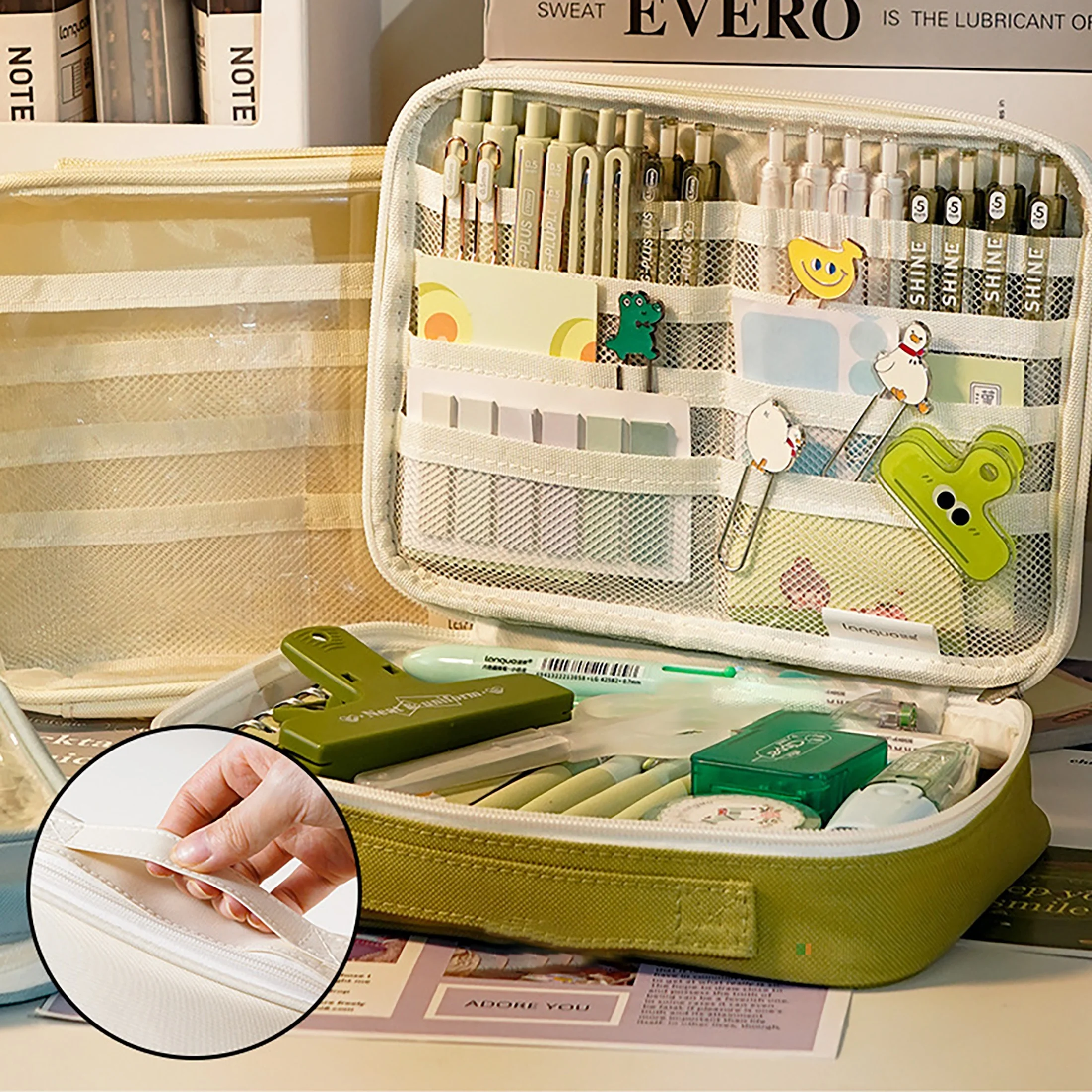 Large-Capacity Transparent Pencil Case, Multi-Functional Storage Bag, Multi-Layered, Simple and Portable, Student Stationery Bag, Stationery Storage Box, School Gift