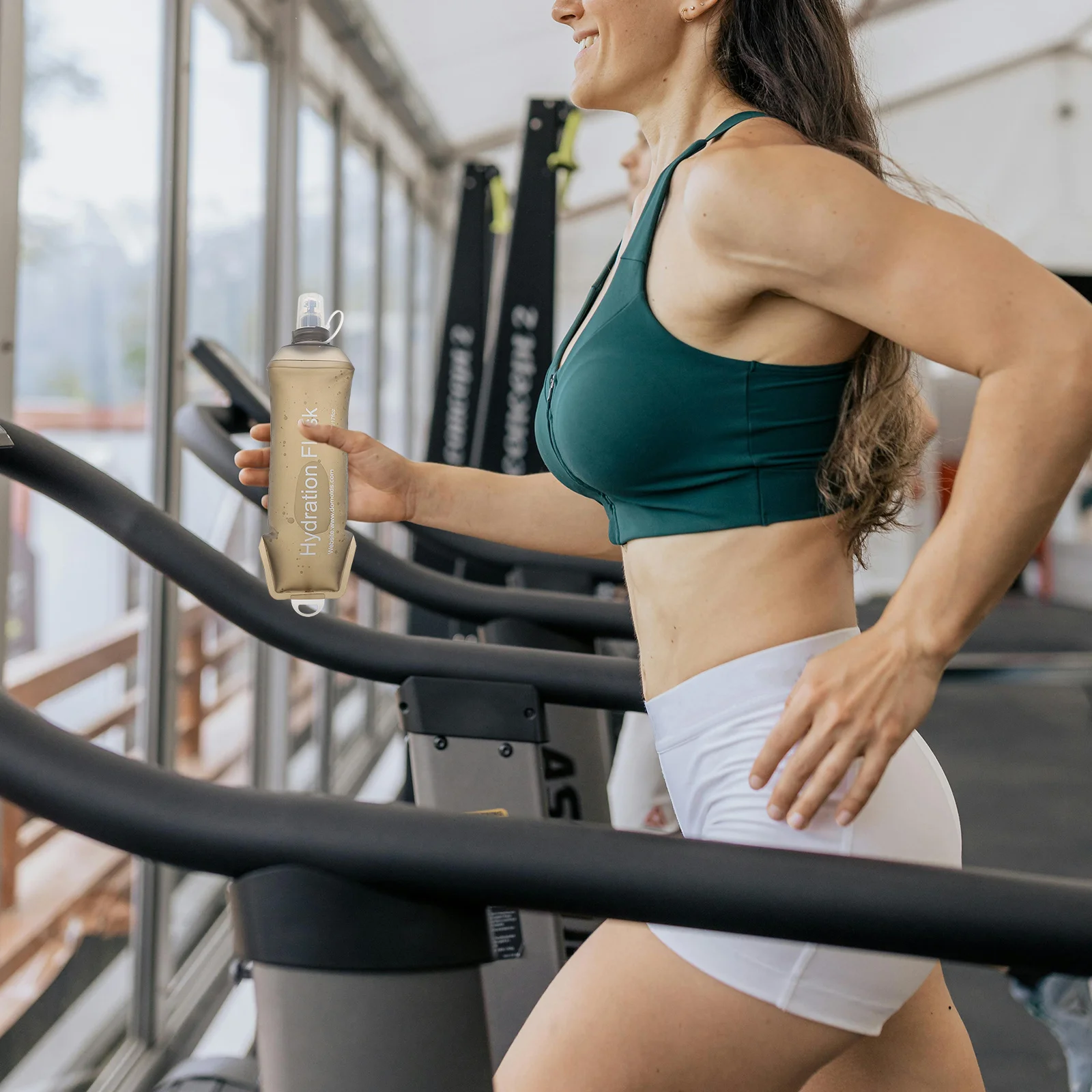 

Sports Water Bottle Folding Kettle Flexible Flask Leakproof Foldable Bag Camping Lightweight Traveling Brown