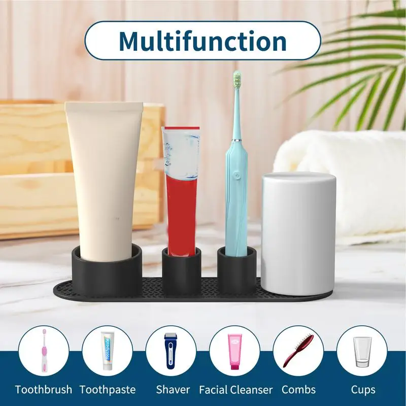 4 Slots Electric Toothbrush Silicone Base Toothbrush Holder Stand Countertop Toothbrush Organizer Toothbrush Storage