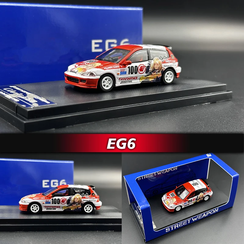 

SW In Stock 1:64 EG6 Itasha V2 Diecast Diorama Car Model Collection Miniature Toys Street Weapon