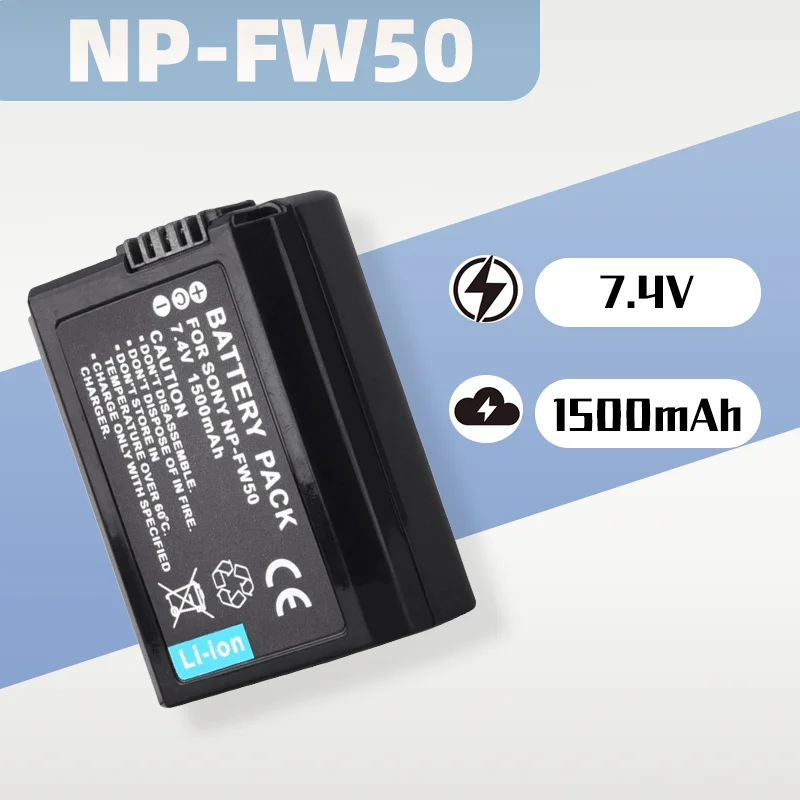 

7.4V 1500mAh Li-ion Battery for Sony NP-FW50, Fit for Sony NEX-5N, NEX-3, NEX-5 Micro Single Cameras